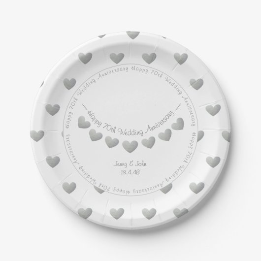 Assiettes En Carton 70e anniversaire du Mariage Platinum (Devant)