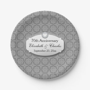 Assiettes En Carton 70e anniversaire du Mariage Platinum Z03