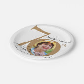 Assiettes En Carton 70e anniversaire Elegant Gold White Calligraphie P (Angle)