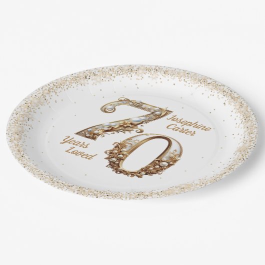 Assiettes En Carton 70e anniversaire Elegant Party (Angle)
