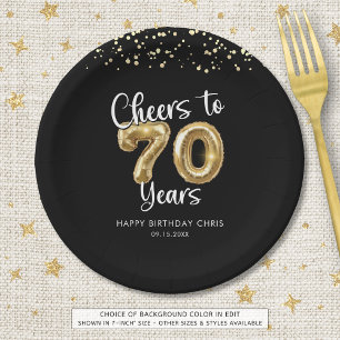 Assiettes En Carton 70e anniversaire encourage à 70 ans Black Gold Pap