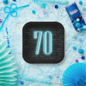 Assiettes En Carton 70e anniversaire fête néon Connexion en brique (Fête)