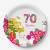 Assiettes En Carton 70e anniversaire fleur fleurie bouquet plaques (Devant)