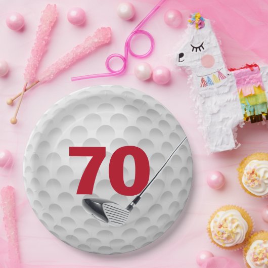 Assiettes En Carton 70e anniversaire Golf Ball Design Plaque en papier (Fête)