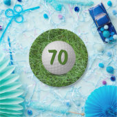 Assiettes En Carton 70e anniversaire Golf Ball on Grass Papier Plaque (Fête)