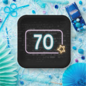 Assiettes En Carton 70e anniversaire Neon Connexion en brique (Fête)