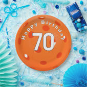 Assiettes En Carton 70e anniversaire Orange Pickleball (Fête)