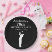 Assiettes En Carton 70e Anniversaire Partie Golfer Black Par Seventiet (Fête)