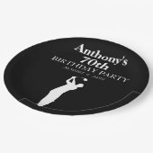 Assiettes En Carton 70e Anniversaire Partie Golfer Black Par Seventiet (Angle)