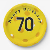 Assiettes En Carton 70e anniversaire Pickleball Jaune (Devant)