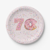 Assiettes En Carton 70e anniversaire Pink Donut Papier Plaque (Devant)