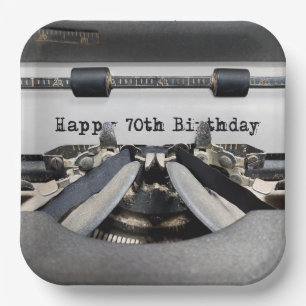 Assiettes En Carton 70e anniversaire Retro Typewriter
