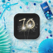 Assiettes En Carton 70e anniversaire Sparklers de fête sur noir (Fête)