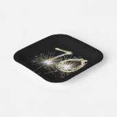 Assiettes En Carton 70e anniversaire Sparklers de fête sur noir (Angulaire)