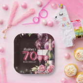 Assiettes En Carton 70e Anniversaire Vin & Ballons Personnalisé (Fête)