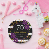 Assiettes En Carton 70e fête d'anniversaire| Parties scintillant noire (Fête)