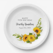 Assiettes En Carton 70e fête d'anniversaire Sunflower Daisy Custom (Devant)