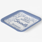 Assiettes En Carton 70e Motif du numéro aléatoire bleu/blanc (Angulaire)