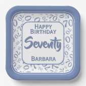 Assiettes En Carton 70e Motif du numéro aléatoire bleu/blanc (Recto)