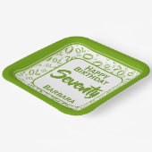 Assiettes En Carton 70e Motif du numéro aléatoire vert/blanc (Angulaire)