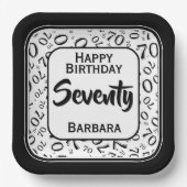 Assiettes En Carton 70th Party Random Number Pattern Black/White (Recto)