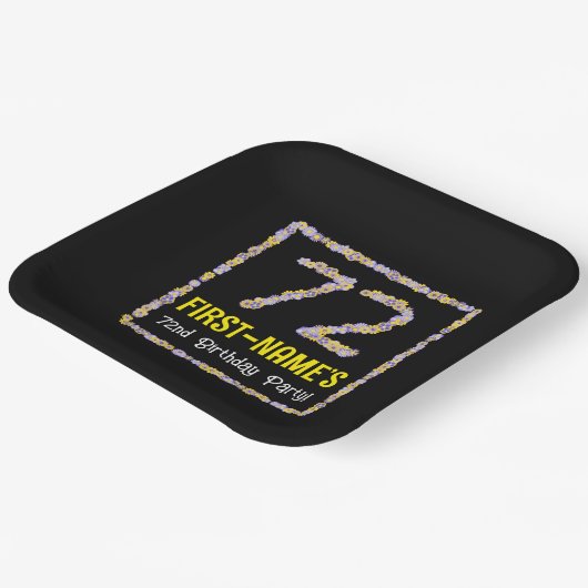 Assiettes En Carton 72e anniversaire : Floral Flowers Numéro, Nom pers (Angulaire)