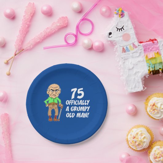 Assiettes En Carton 75 Officiellement Une Plaque En Papier Grumpy Old (Fête)