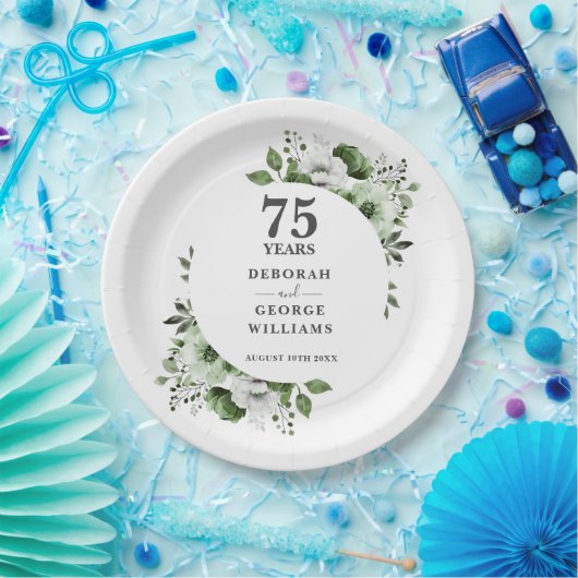 Assiettes En Carton 75e anniversaire du Mariage Végétation florale (Fête)