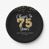 Assiettes En Carton 75e anniversaire encourage à 75 ans Black Gold (Devant)