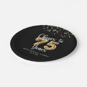 Assiettes En Carton 75e anniversaire encourage à 75 ans Black Gold (Angle)