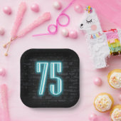 Assiettes En Carton 75e anniversaire fête néon Connexion en brique (Fête)
