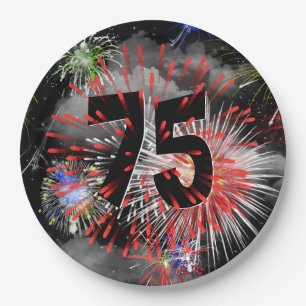 Assiettes En Carton 75e anniversaire Feu d'artifice dans les nuages Pl