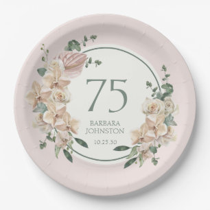 Assiettes En Carton 75e Anniversaire Floral Tropical