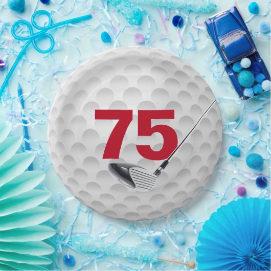 Assiettes En Carton 75e anniversaire Golf Ball Design Plaque en papier (Fête)