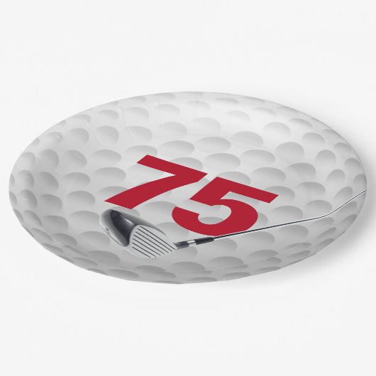 Assiettes En Carton 75e anniversaire Golf Ball Design Plaque en papier (Angle)