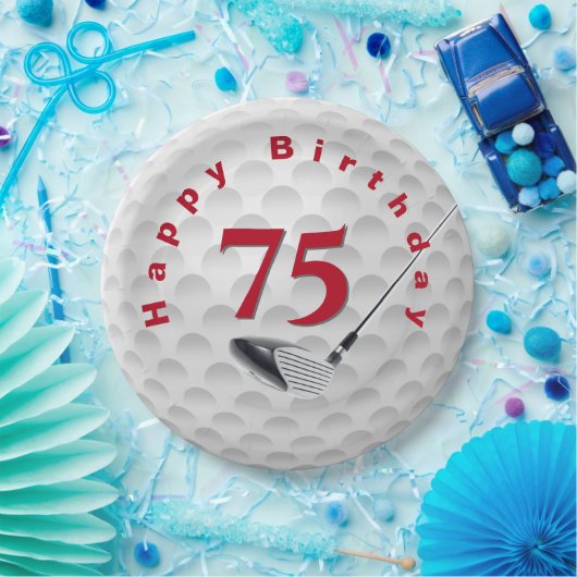Assiettes En Carton 75e anniversaire Golf Ball Design Plaque en papier (Fête)