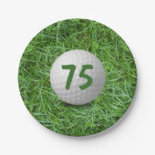 Assiettes En Carton 75e anniversaire Golf Ball on Grass (Devant)