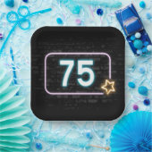 Assiettes En Carton 75e anniversaire Neon Connexion en brique (Fête)