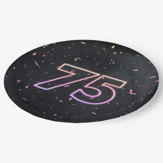 Assiettes En Carton 75e anniversaire Neon Connexion Plaque en papier n (Angle)