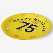 Assiettes En Carton 75e anniversaire Pickleball Jaune (Angle)