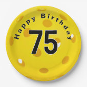 Assiettes En Carton 75e anniversaire Pickleball Jaune (Devant)