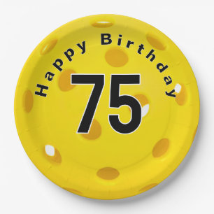 Assiettes En Carton 75e anniversaire Pickleball Jaune