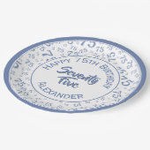 Assiettes En Carton 75e anniversaire Random Number Motif Bleu/Blanc (Angle)