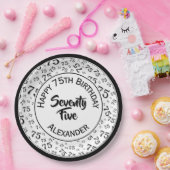 Assiettes En Carton 75e anniversaire Random Number Motif noir/blanc (Fête)