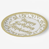 Assiettes En Carton 75e Motif de numéro aléatoire or/blanc (Angle)