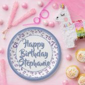 Assiettes En Carton 75e Motif du numéro aléatoire bleu/blanc (Fête)