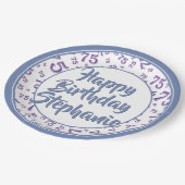 Assiettes En Carton 75e Motif du numéro aléatoire bleu/blanc (Angle)