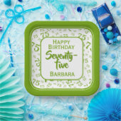 Assiettes En Carton 75e Motif du numéro aléatoire vert/blanc (Fête)