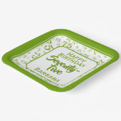 Assiettes En Carton 75e Motif du numéro aléatoire vert/blanc (Angulaire)