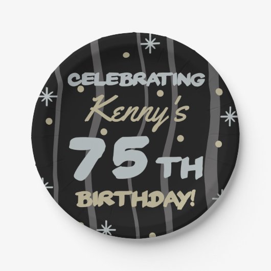 Assiettes En Carton 75th Birthday Party Ajouter votre nom (Devant)